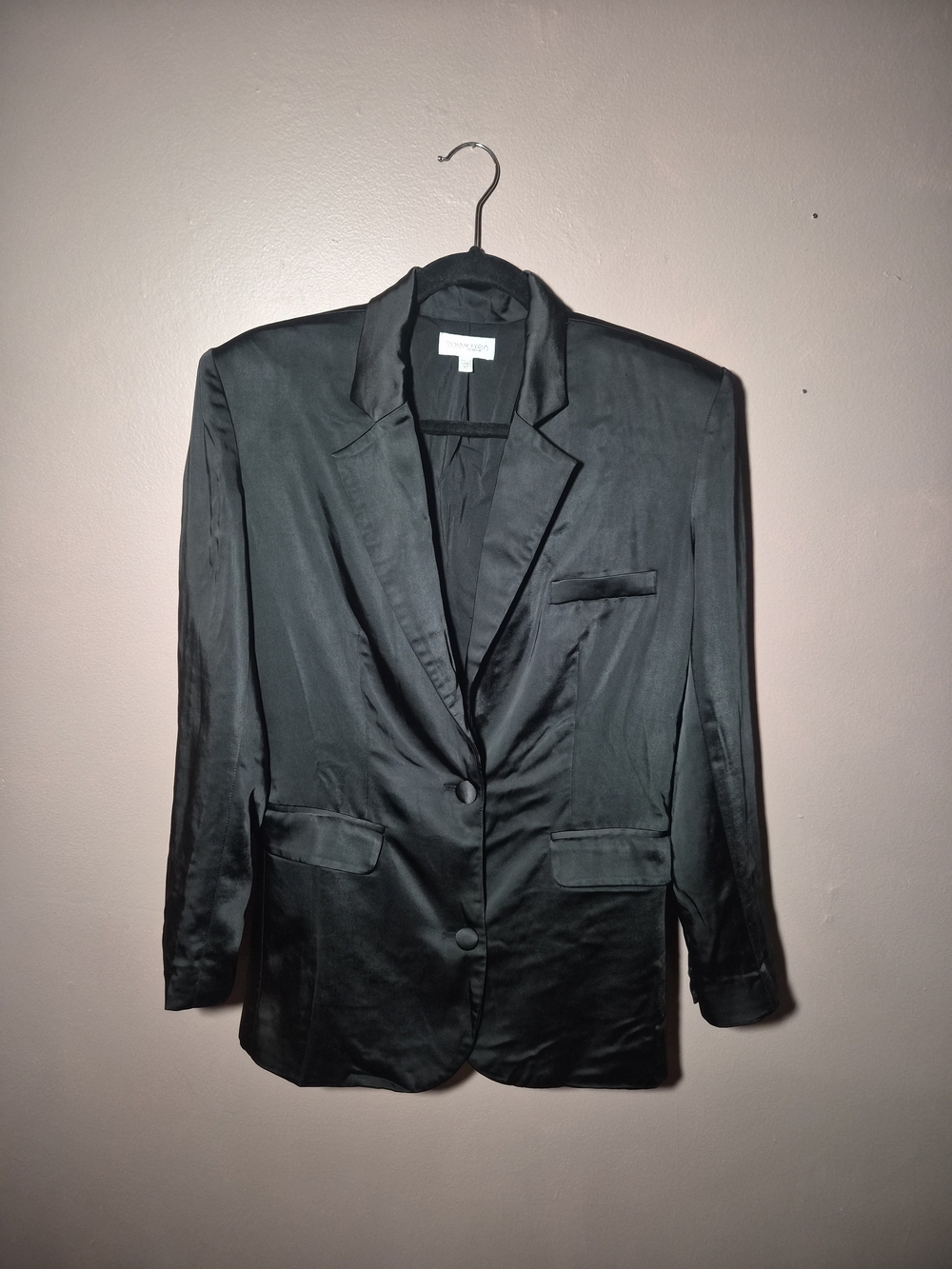 Ronny Kobo Blazer Jacket Black Satin Designer Luxury Size XS Holidays Evening ✨️